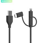 کابل تبدیل USB به لایتنینگ/ USB-C/ microUSB راو پاور